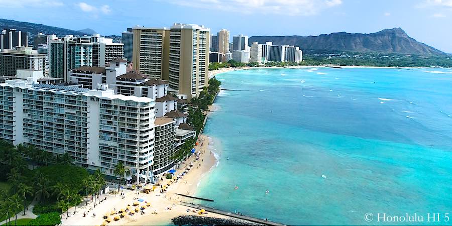 Waikiki Beachfront Hotels Drone Photo 