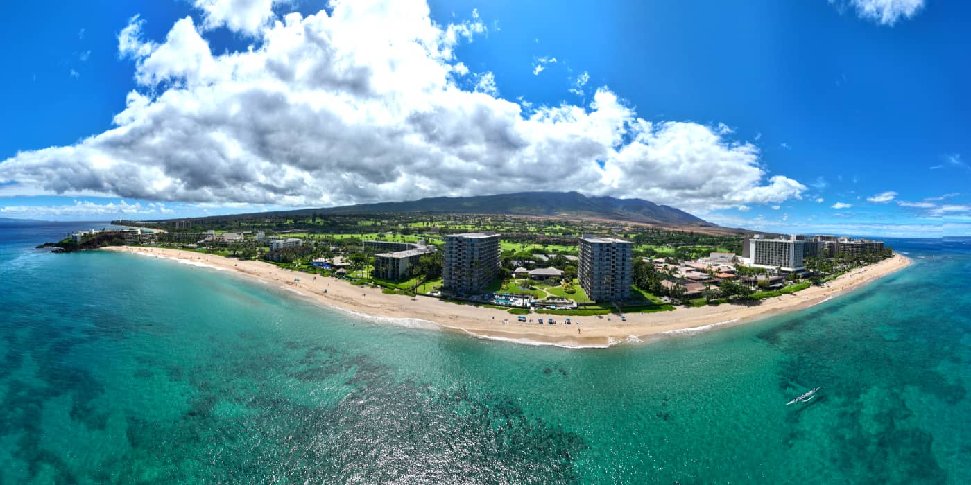 Panorama Aerial Photo of Kaanapali Seen From Ocean